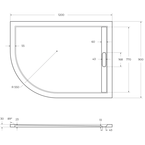 душевой поддон из искусственного камня cezares tray as 120x90 r tray-as-rh-120/90-550-30-w-r белый