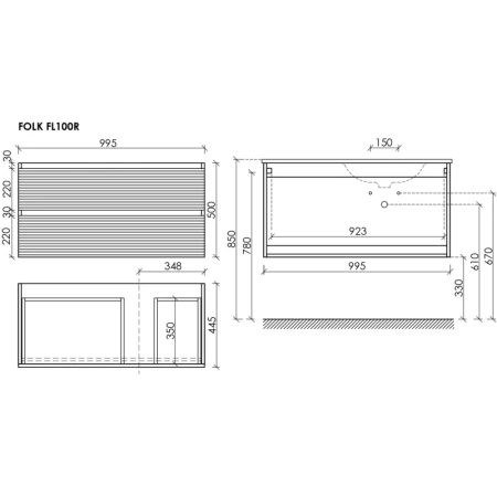 тумба под раковину sancos folk 100 r fl100rgs подвесная grey soft