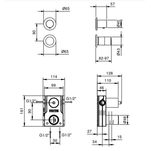 смеситель для душа fantini nice 65 02 s181sb цвет хром