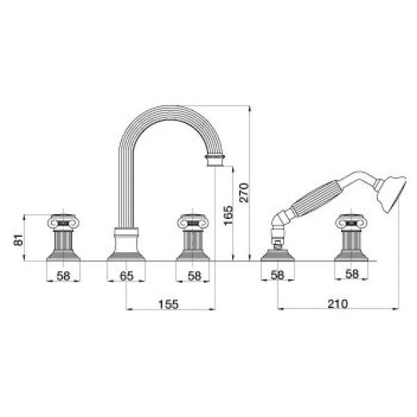 смеситель на борт ванны cezares aphrodite-bvd-01-o