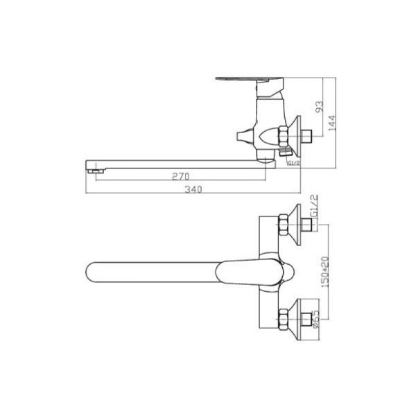 смеситель для ванны с душем agger splendid a0921100 универсальный, цвет хром