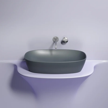 раковина ceramicanova element cn6049mdh накладная, 60x38 см, темный антрацит матовый