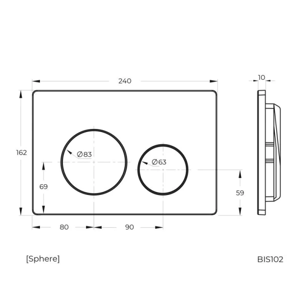 кнопка смыва для инсталляции knotlor bis102c, хром