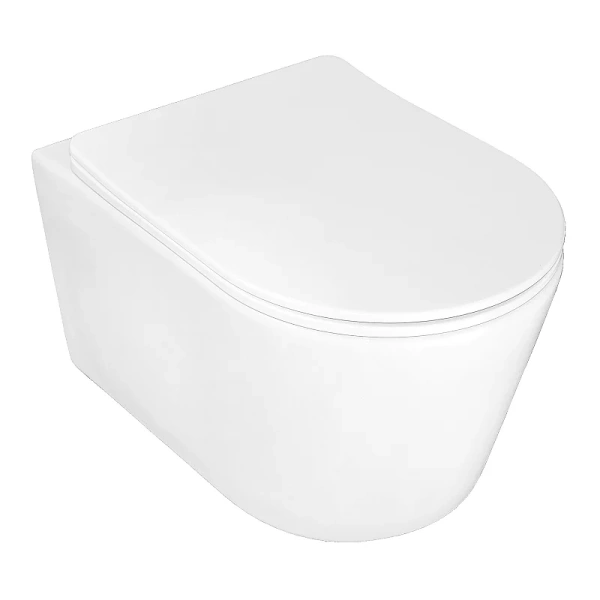 унитаз azario ollin az-0513r подвесной, безободковый, с сиденьем микролифт, слив "торнадо", 49х36х36.5 см, белый