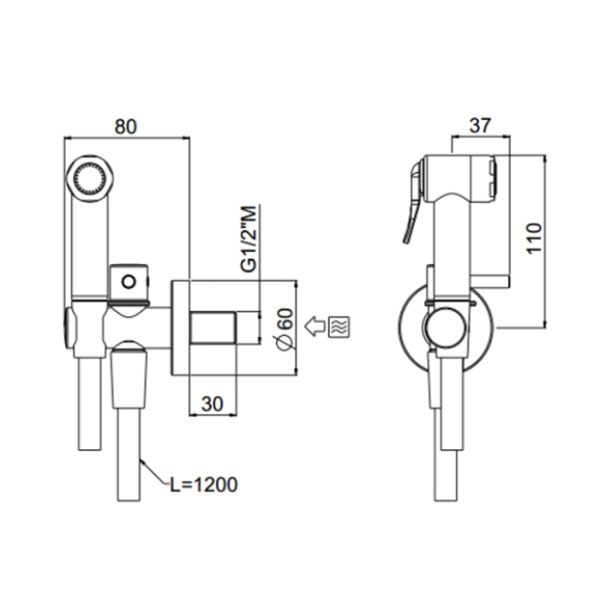 carimali carimali flat гигиенический душ с запорным вентилем и системой антипротечки, сменный фильтр, система без капель, шланг гладкий 120 см, хром