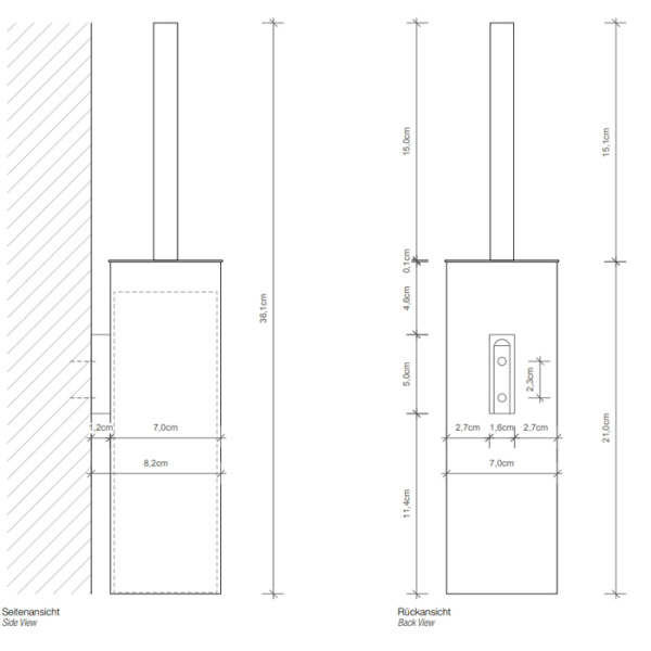 Decor Walther Corner WBD N Туалетный ершик, подвесной, никель сатинированный