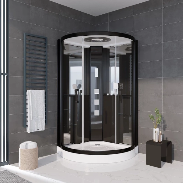 душевая кабина grossman gr-242 120x120 профиль черный стекло прозрачное