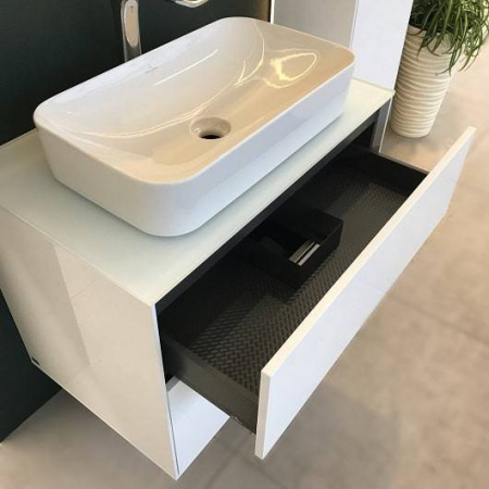 раковина villeroy & boch finion 414361rw накладная, 60x35 см, stone white (белый матовый) с покрытием ceramicplus
