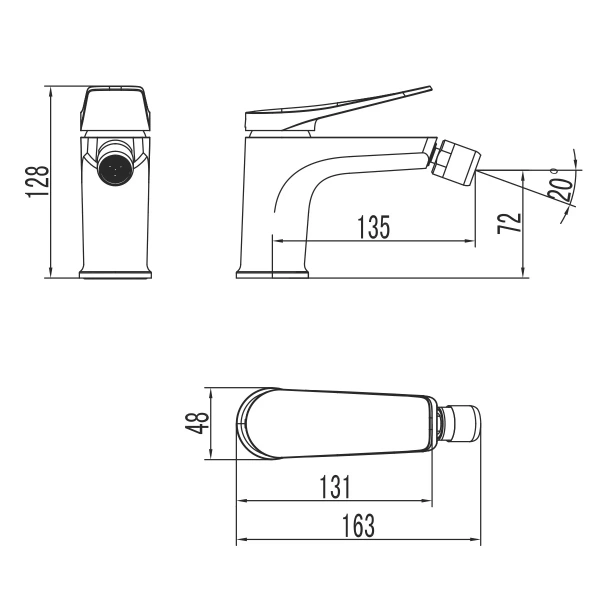 смеситель lemark bronx lm3708gm для биде, с донным клапаном, графит матовый