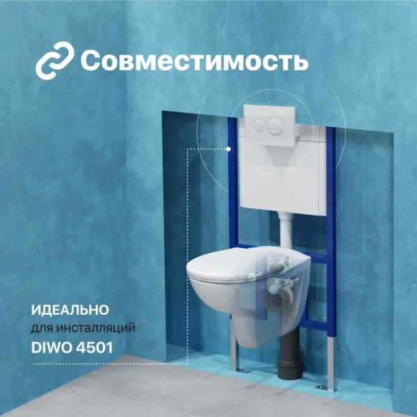 кнопка смыва для инсталляции diwo 7310 для унитаза, пластик, цвет глянцевый белый