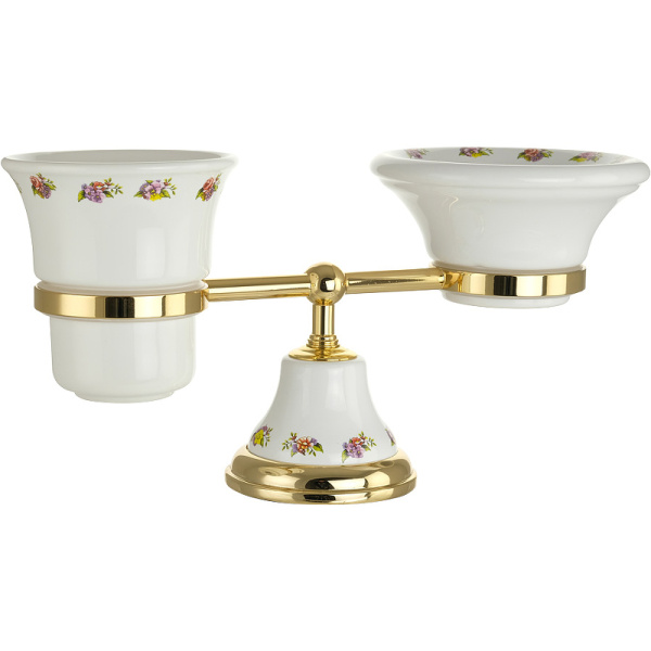 Стакан для зубных щеток с мыльницей Migliore Provance 17712 цвет белый | золото