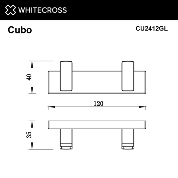 Крючок Whitecross Cubo CU2412GL двойной, золото