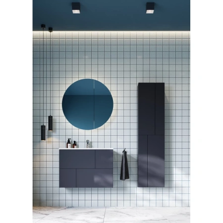 зеркальный шкаф roca luna zru9307737 80x80 см, с подсветкой, выключателем, антрацит