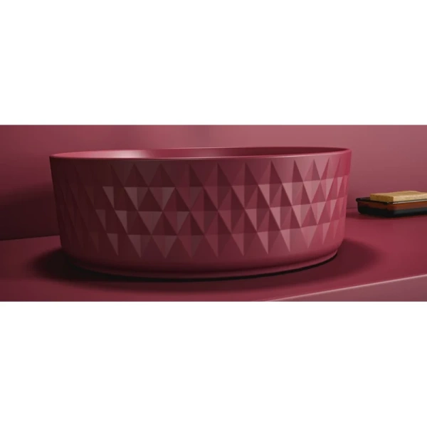 раковина isvea rombo 10nf67036sv-2r накладная, ø36 см, бордовый матовый