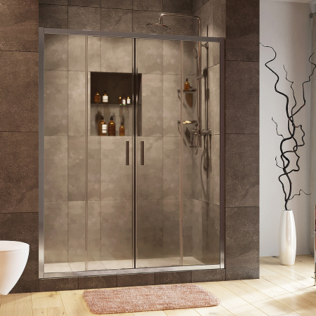 дверь для душевой кабины wasserkraft lippe 150 45s08 профиль хром, стекло прозрачное