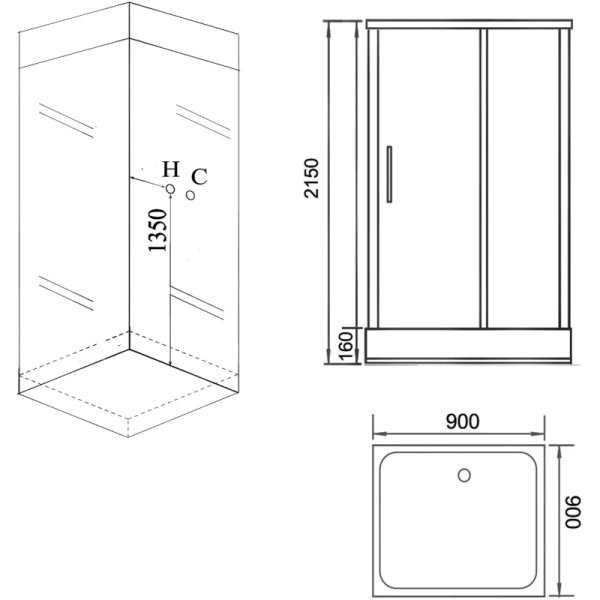 душевая кабина grossman 90x90 gr261 без гидромассажа