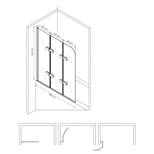 шторка на ванну berges city 2.0 80х140 062012 профиль хром, стекло прозрачное