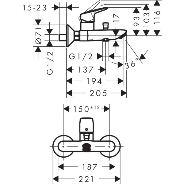 смеситель для ванны hansgrohe logis 71401000