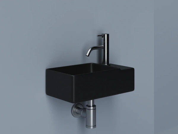 раковина ceramicanova element cn5045mb подвесная, чаша слева, 39.5x22 см, черная матовая