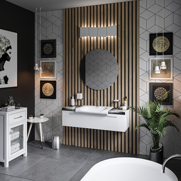 kerasan kerasan inka project тумба с раковина inka 40x40x35,5 без отверстия под смеситель, подвесная, цвет: белый с панелями