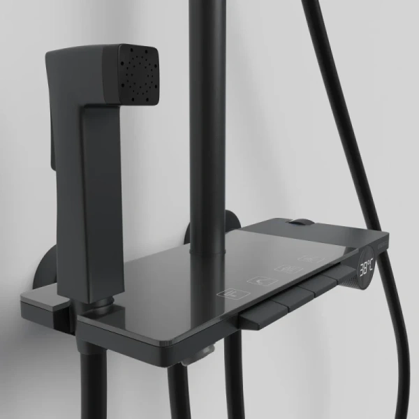 душевая система berges pulsar 075012 300x210 мм, с термостатом, черный матовый