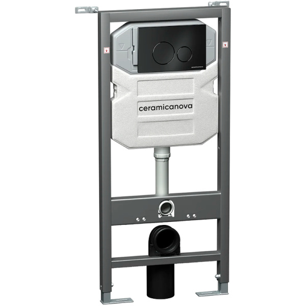 комплект унитаза с инсталляцией ceramicanova metropol cn4002mb_1001b_1000 с сиденьем микролифт и черной матовой клавишей смыва