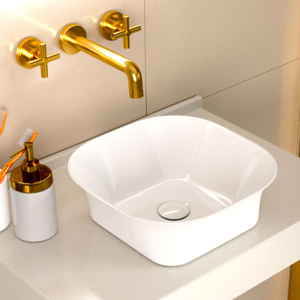 раковина накладная point ника 31 pn43081 квадратная, белая