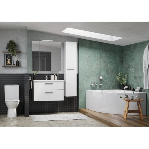 зеркальный шкаф roca victoria a857476806 80x77 см r, с подсветкой, белый глянец