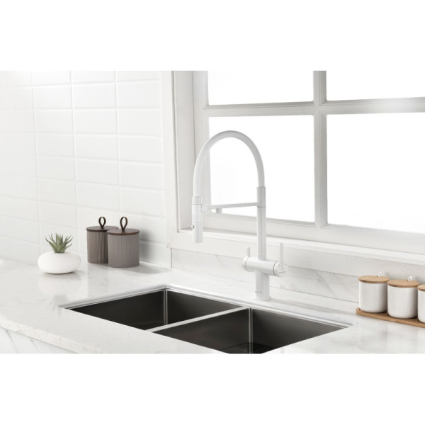 смеситель для кухни с подключением к фильтру paulmark gravity gr213188-431 белый