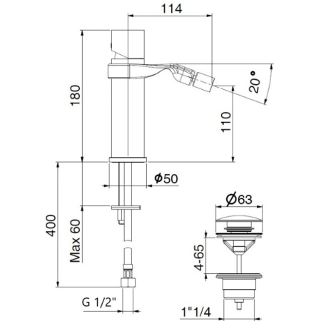 смеситель для биде webert one-b nb840102741 цвет белый матовый