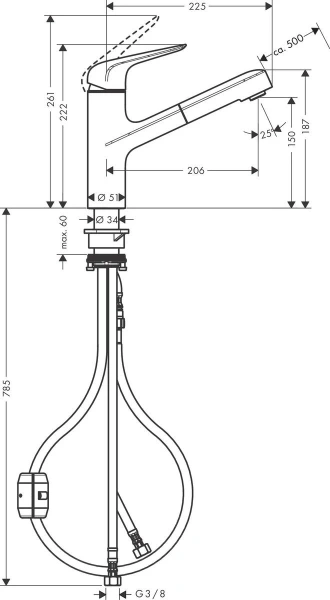 смеситель для кухни hansgrohe focus m42 71865000