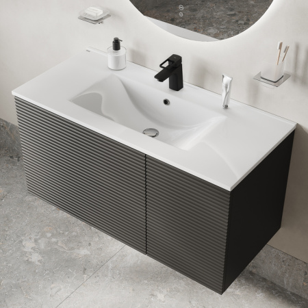 тумба с раковиной 100 см iddis bild bil10g0i95k, подвесная, цвет темно-серый