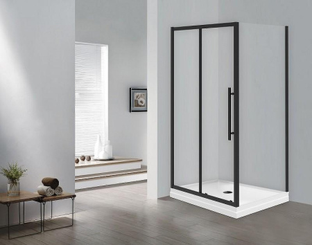 душевой уголок esbano flex 100x80 esogf108psb профиль черный стекло прозрачное