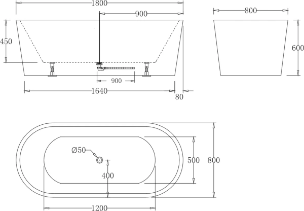 акриловая ванна belbagno 180x80 bb71-1800-nero-w0 черная белая без гидромассажа