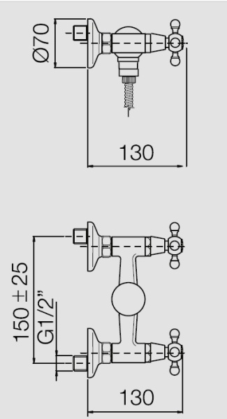 смеситель для душа nice borgo vecchio бронза n-1900-5в/s под стойку