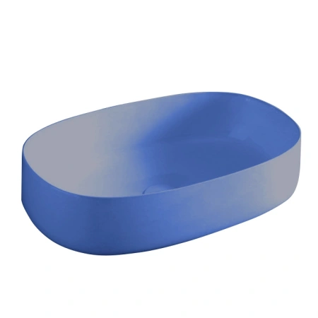 Раковина ArtCeram Cognac Quadro COL003 16 00 накладная, без отв., без перелива, на столешницу, Saniglaze, 55x35xh14.5 см, blu zaffiro (синий сапфир)