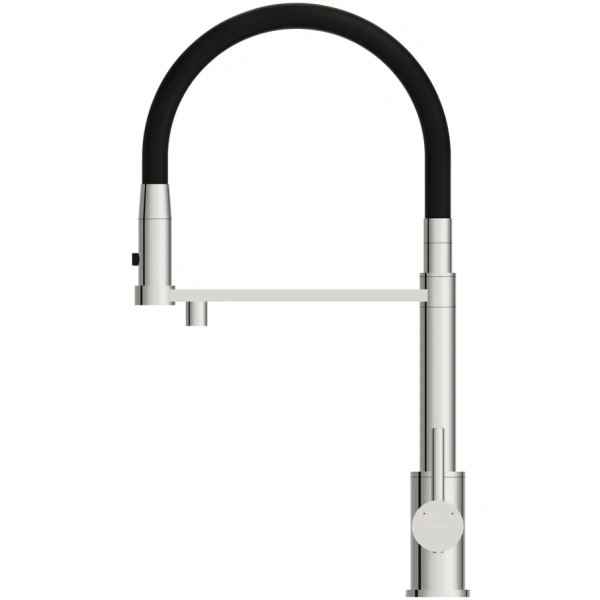 смеситель для кухни cersanit zen a68249 с подключением к фильтру, гибким изливом, хром/черный