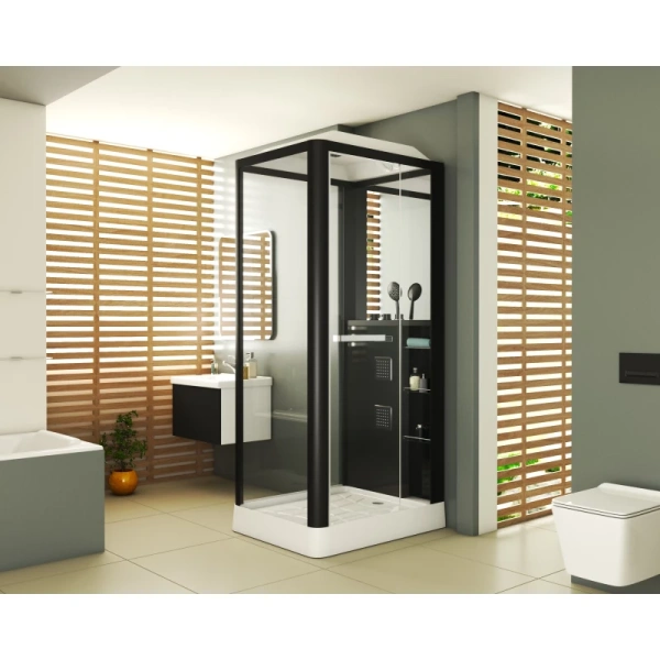 душевая кабина grossman gr-222 100x80 профиль черный стекло прозрачное