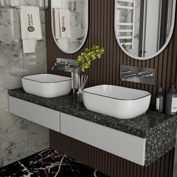 раковина накладная point веста 46 pn43701wb прямоугольная, белая