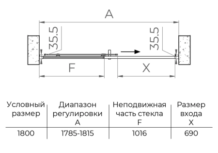 душевая дверь в нишу rgw passage pa-017 180х195, профиль хром