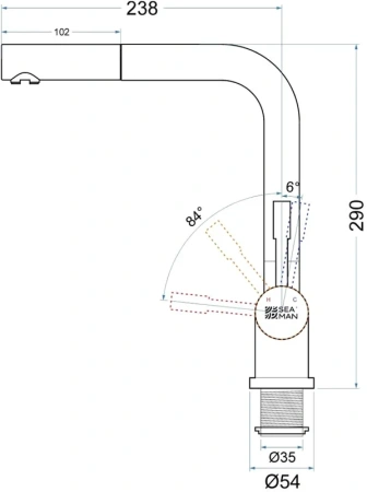 смеситель для кухни seaman eco venice ssn-0912p-dg dark gun