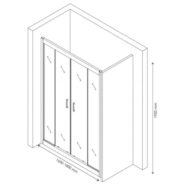 душевая дверь berges porta 160-180 063103 профиль хром, стекло прозрачное