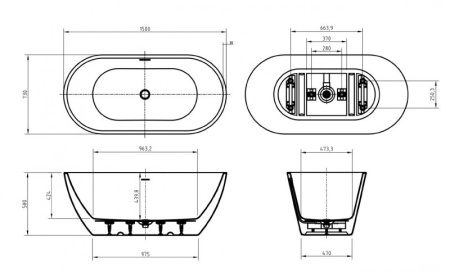 акриловая ванна belbagno uno 170x75 bb701-1700-750-k без гидромассажа