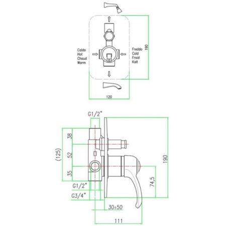 смеситель для душа webert aurora au860101065 цвет бронза