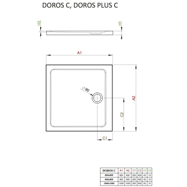 душевой поддон 80×80 см radaway doros c sdrc8080-01