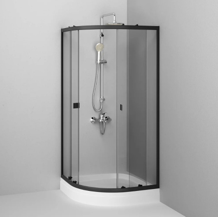 душевой уголок am.pm x-joy twin slide 90×90 w88e-205-090bt64 профиль черный матовый, стекло прозрачное