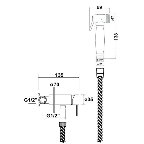 гигиенический душ со смесителем aquame retro aqm6010cr цвет хром