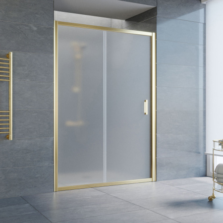 дверь для душевой кабины в нишу vegas glass zp 135 09 10 профиль золото, стекло, стекло сатин