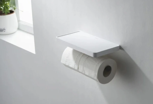 Держатель туалетной бумаги AQUATEK Европа AQ4919MB двойной, с полкой для телефона, матовый черный