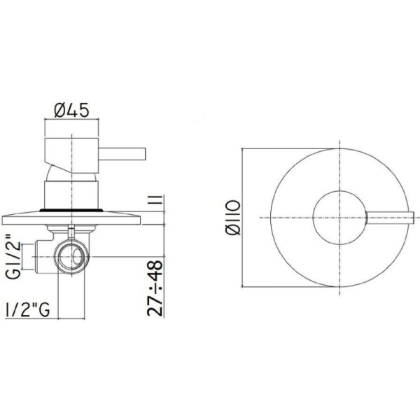 смеситель paffoni light lig011cr для душа, встраиваемый, с внутренней частью, хром глянцевый